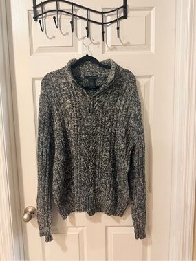 Calvin Klein Gray Cable Quarter-Zip Men's Sweater